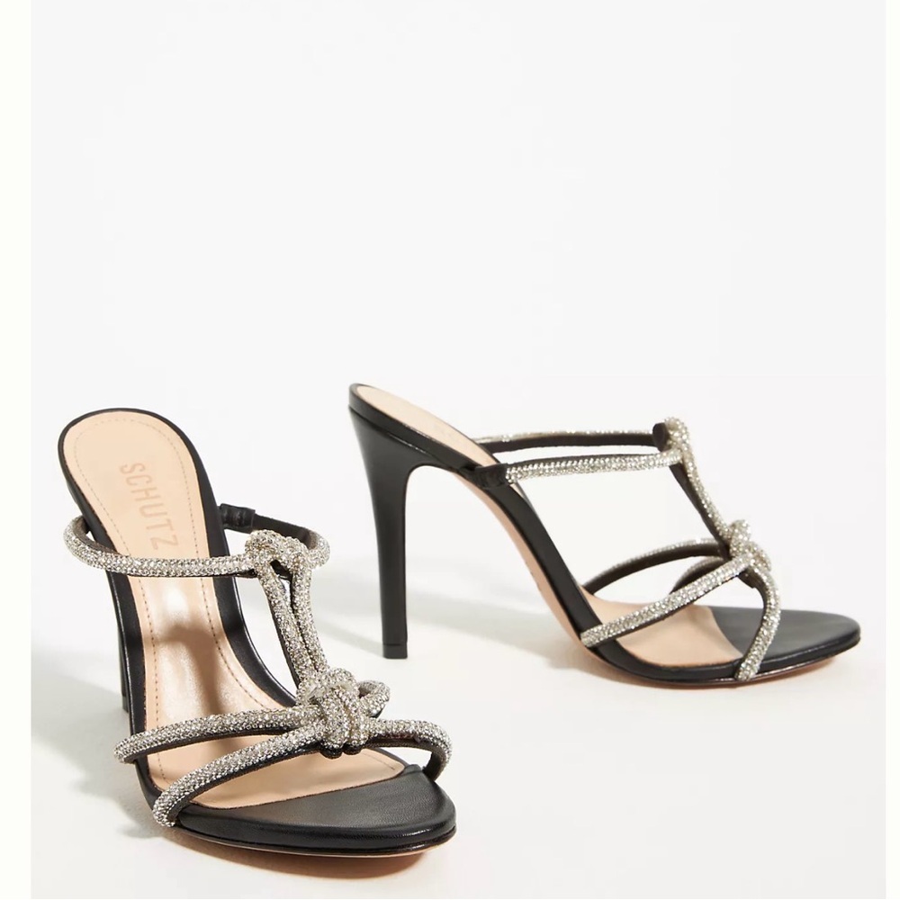 Anthropologie Schutz Black and Silver Women's Heels